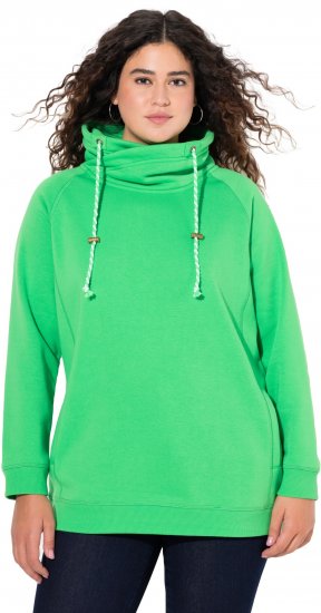 Ulla Popken Drawstring Collar Long Sleeve Sweatshirt Mint Green - Pulovere & hanorace - 