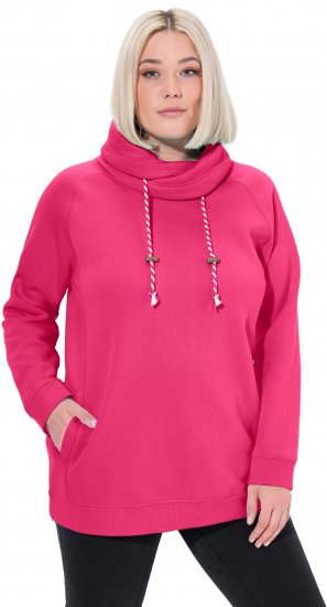 Ulla Popken Drawstring Collar Long Sleeve Sweatshirt Magenta Pink - Pulovere & hanorace - 