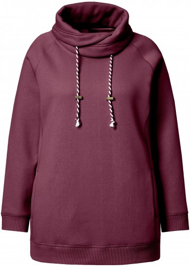 Ulla Popken Drawstring Collar Long Sleeve Sweatshirt Dark Berry - Pulovere & hanorace - 