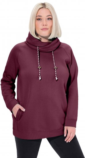 Ulla Popken Drawstring Collar Long Sleeve Sweatshirt Dark Berry - Pulovere & hanorace - 