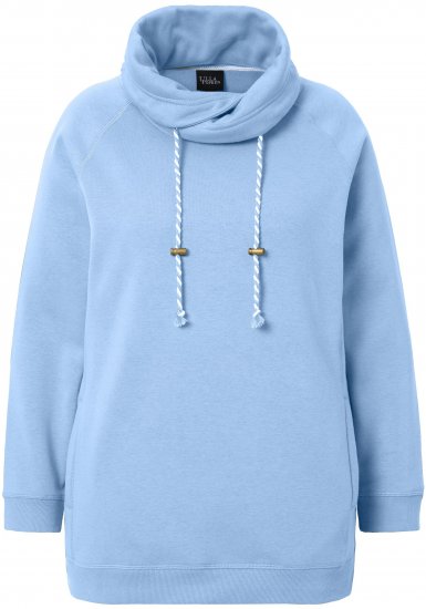 Ulla Popken Drawstring Collar Long Sleeve Sweatshirt Light Blue - Pulovere & hanorace - 