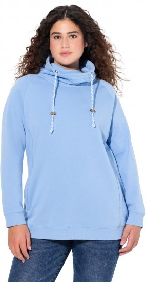 Ulla Popken Drawstring Collar Long Sleeve Sweatshirt Light Blue - Pulovere & hanorace - 