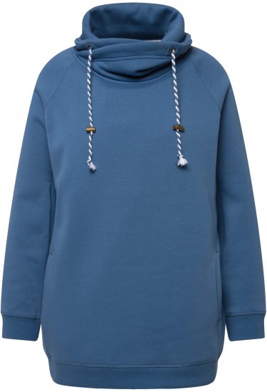 Ulla Popken Drawstring Collar Long Sleeve Sweatshirt Blue Denim - Pulovere & hanorace - 
