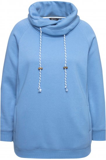 Ulla Popken Drawstring Collar Long Sleeve Sweatshirt Light Cornflower - Pulovere & hanorace - 