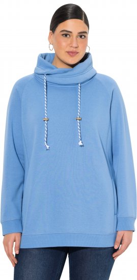 Ulla Popken Drawstring Collar Long Sleeve Sweatshirt Light Cornflower - Pulovere & hanorace - 