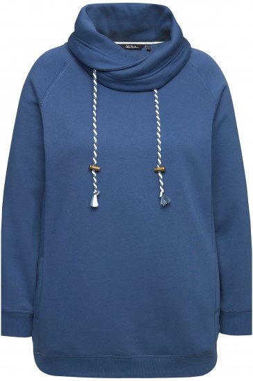 Ulla Popken Drawstring Collar Long Sleeve Sweatshirt Ink Blue - Pulovere & hanorace - 