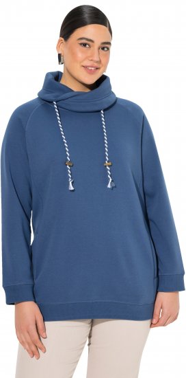 Ulla Popken Drawstring Collar Long Sleeve Sweatshirt Ink Blue - Pulovere & hanorace - 