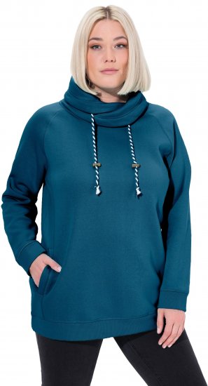 Ulla Popken Drawstring Collar Long Sleeve Sweatshirt Cerulean - Pulovere & hanorace - 