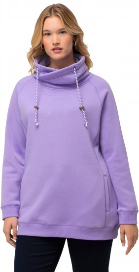 Ulla Popken Drawstring Collar Long Sleeve Sweatshirt Pale Lilac - Pulovere & hanorace - 