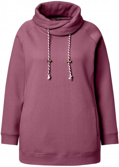 Ulla Popken Drawstring Collar Long Sleeve Sweatshirt Dark Rose - Pulovere & hanorace - 