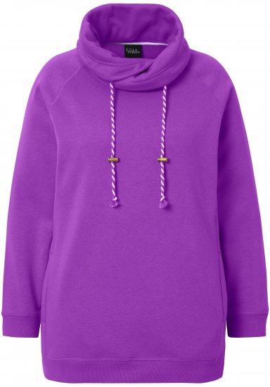 Ulla Popken Drawstring Collar Long Sleeve Sweatshirt Purple - Pulovere & hanorace - 