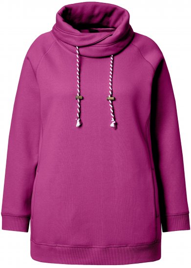Ulla Popken Drawstring Collar Long Sleeve Sweatshirt Berry - Pulovere & hanorace - 