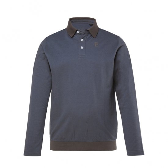 Boston Park Polo Shirt Long Sleeve Pique Grey - Tricouri polo - Tricouri Polo Bărbați Mărimi Mari