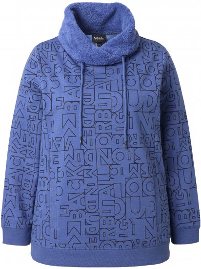 Ulla Popken Teddy Collar Printed Sweatshirt Atlantic Blue - Pulovere & hanorace - 