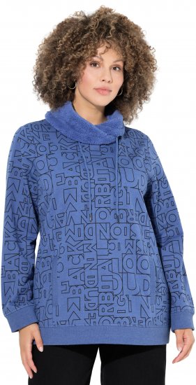 Ulla Popken Teddy Collar Printed Sweatshirt Atlantic Blue - Pulovere & hanorace - 