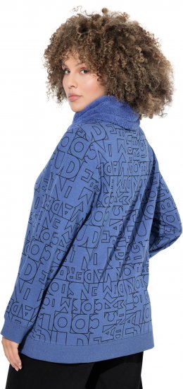 Ulla Popken Teddy Collar Printed Sweatshirt Atlantic Blue - Pulovere & hanorace - 