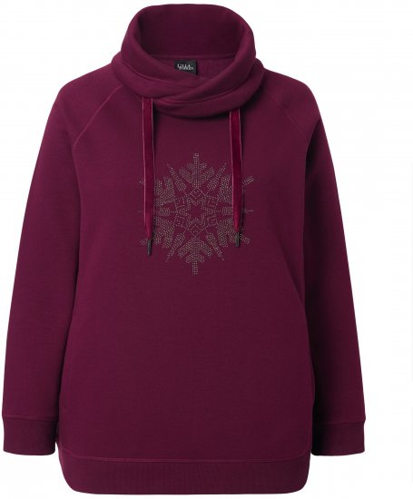 Ulla Popken Rhinestone Snowflake Turtleneck Sweatshirt Dark Ruby - Pulovere & hanorace - 