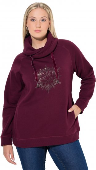 Ulla Popken Rhinestone Snowflake Turtleneck Sweatshirt Dark Ruby - Pulovere & hanorace - 