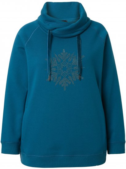 Ulla Popken Rhinestone Snowflake Turtleneck Sweatshirt Teal - Pulovere & hanorace - 