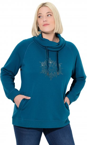 Ulla Popken Rhinestone Snowflake Turtleneck Sweatshirt Teal - Pulovere & hanorace - 