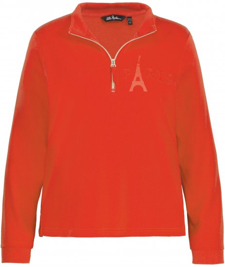 Ulla Popken PARIS Theme Zip Neck Sweatshirt Light Red - Pulovere & hanorace - 