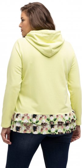 Ulla Popken Ruffle Hem A-line Fit Hooded Sweatshirt Lime Green - Pulovere & hanorace - 