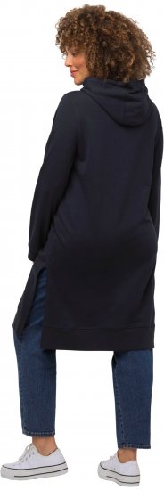 Ulla Popken Extra Long Abstract Graphic Hoodie Navy - Pulovere & hanorace - 
