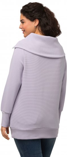 Ulla Popken Long Sleeve Troyer Collar Sweatshirt Pastel Lilac - Pulovere & hanorace - 