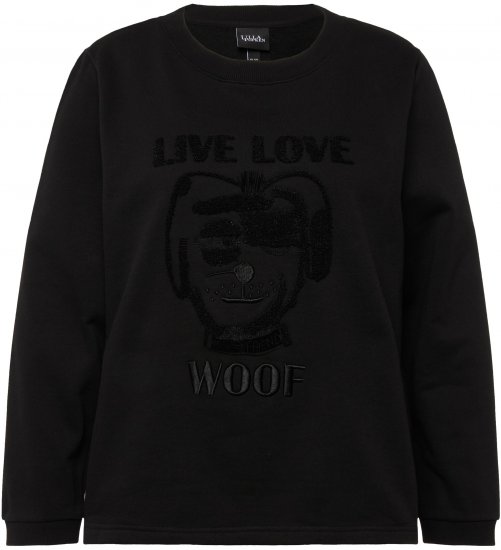 Ulla Popken Flock Print Long Sleeve Crew Neck Sweatshirt Black - Pulovere & hanorace - 
