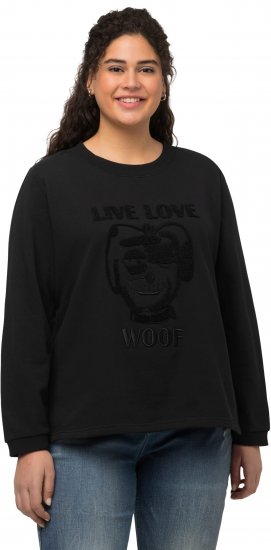 Ulla Popken Flock Print Long Sleeve Crew Neck Sweatshirt Black - Pulovere & hanorace - 