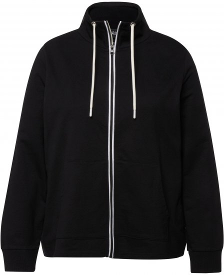 Ulla Popken Contrast Color Zip Up Sweatshirt Black - Pulovere & hanorace - 