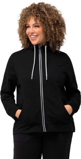 Ulla Popken Contrast Color Zip Up Sweatshirt Black - Pulovere & hanorace - 