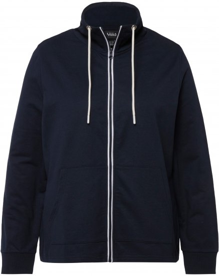 Ulla Popken Contrast Color Zip Up Sweatshirt Navy - Pulovere & hanorace - 