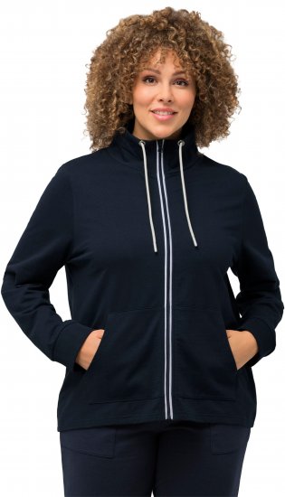 Ulla Popken Contrast Color Zip Up Sweatshirt Navy - Pulovere & hanorace - 