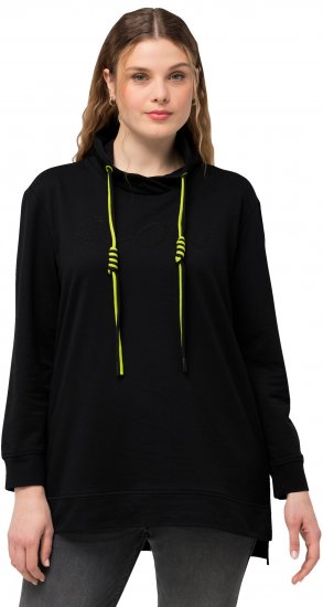 Ulla Popken GLOW Lettered Collared Sweatshirt Black - Pulovere & hanorace - 