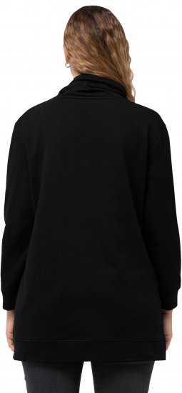 Ulla Popken GLOW Lettered Collared Sweatshirt Black - Pulovere & hanorace - 
