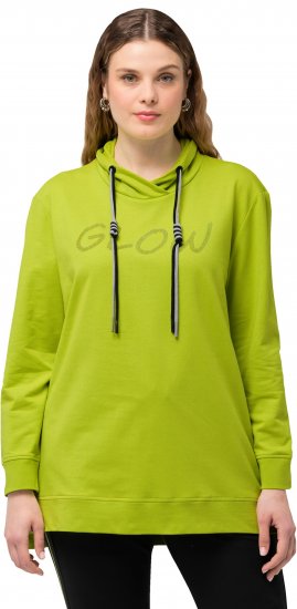 Ulla Popken GLOW Lettered Collared Sweatshirt Apple Green - Pulovere & hanorace - 