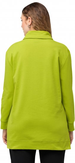 Ulla Popken GLOW Lettered Collared Sweatshirt Apple Green - Pulovere & hanorace - 