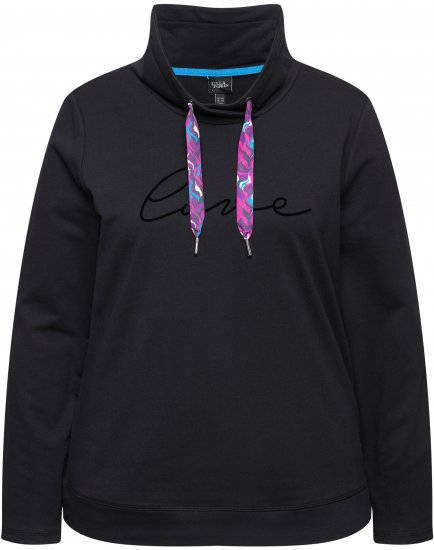 Ulla Popken Stand-Up Collar Long Sleeve Sweatshirt Black - Pulovere & hanorace - 