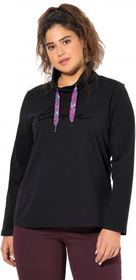 Ulla Popken Stand-Up Collar Long Sleeve Sweatshirt Black - Pulovere & hanorace - 