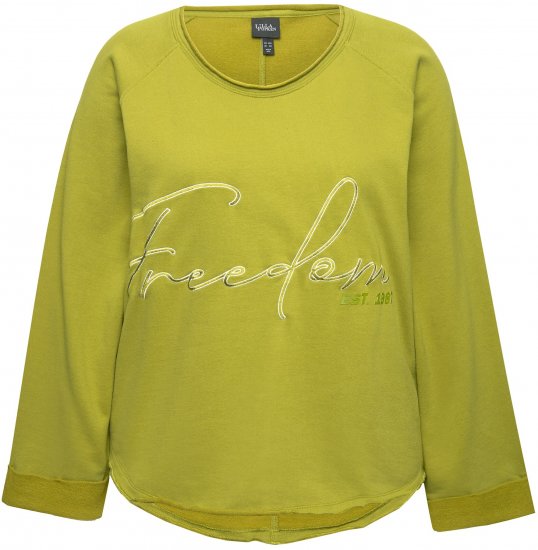 Ulla Popken Embroidered Freedom Rolled Edge Sweatshirt Avocado Green - Pulovere & hanorace - 