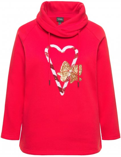 Ulla Popken Sparkling Candy Cane Graphic Sweatshirt Salsa - Pulovere & hanorace - 