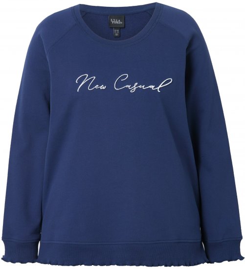 Ulla Popken NEW CASUAL Ruffled Hem Sweatshirt Navy - Pulovere & hanorace - 