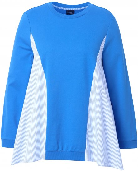 Ulla Popken Pinstripe Gore Long Sleeve Sweatshirt Peacock Blue - Pulovere & hanorace - 
