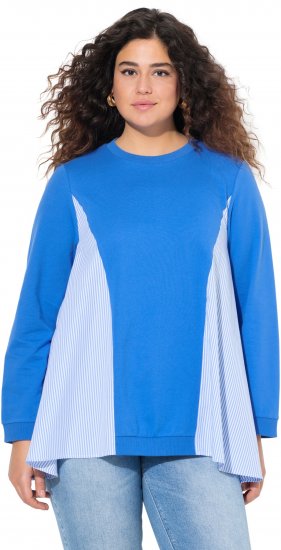 Ulla Popken Pinstripe Gore Long Sleeve Sweatshirt Peacock Blue - Pulovere & hanorace - 