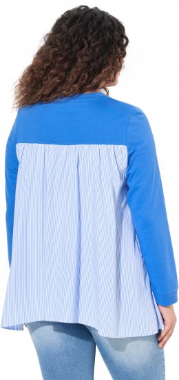 Ulla Popken Pinstripe Gore Long Sleeve Sweatshirt Peacock Blue - Pulovere & hanorace - 
