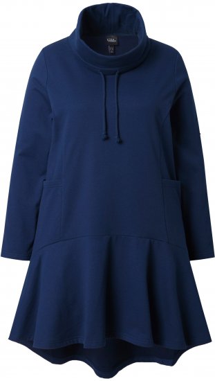 Ulla Popken Flounce Panel Long Sleeve Sweatshirt Dress Navy - Pulovere & hanorace - 