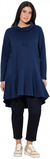 Ulla Popken Flounce Panel Long Sleeve Sweatshirt Dress Navy - Pulovere & hanorace - 
