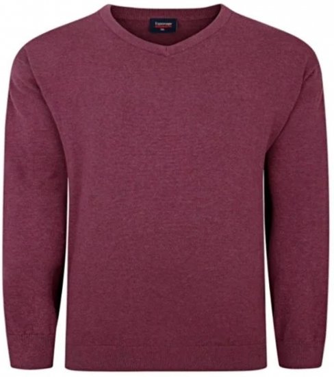 Espionage KW031 V-Neck Pullover Grape Red - Pulovere & hanorace - Pulovere & Hanorace Bărbați Mărimi Mari