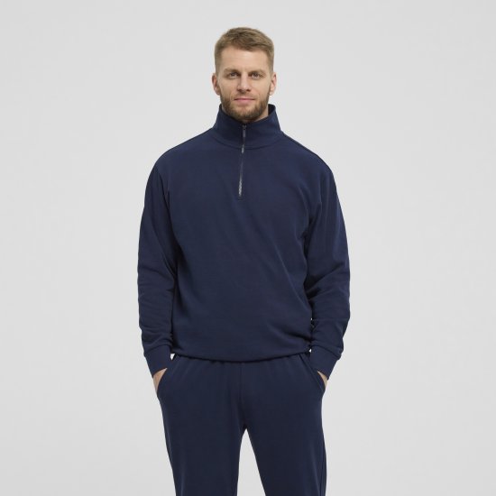 North Latitude Denim Half-Zip Sweatshirt Navy Blue TALL - TALL pulovere - 